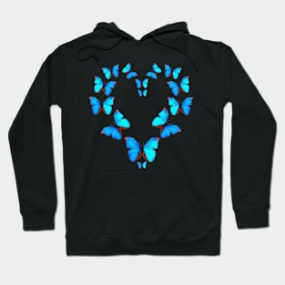 Blue Butterflies Heart Hoodie